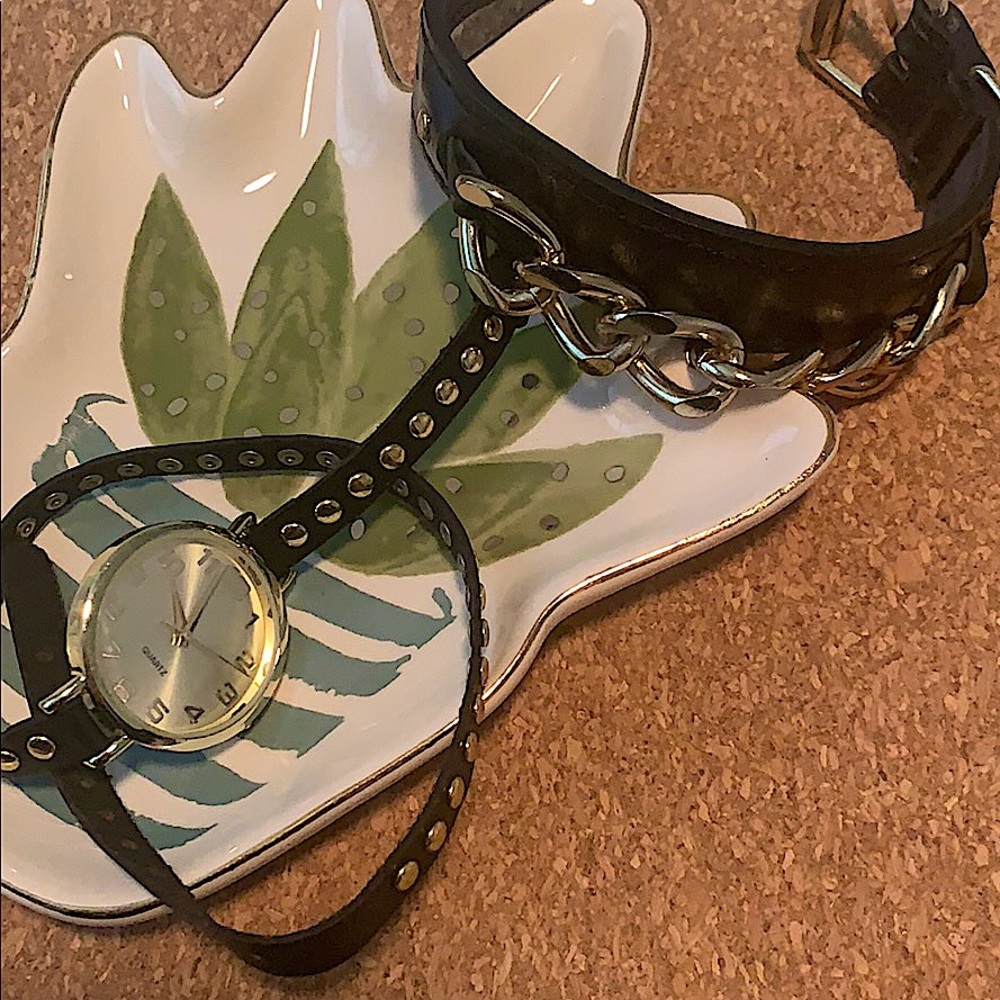 Wrap watch & chunky bracelet bundle